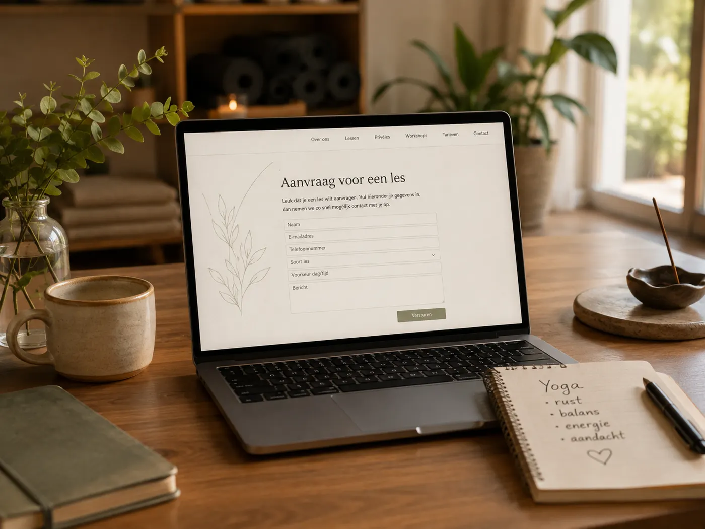 Aanvraagformulier voor een les op een laptop